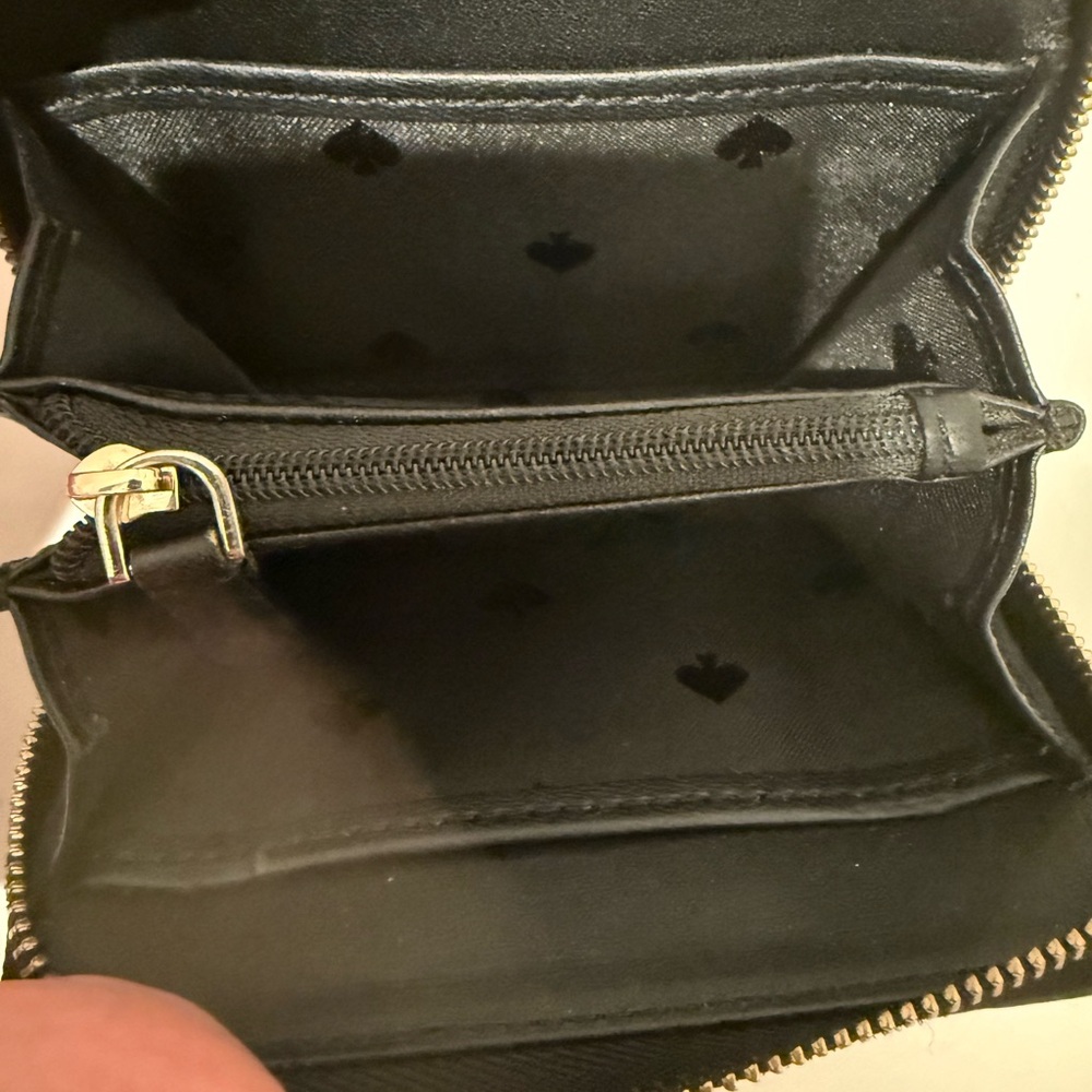 Kate Spade Jeanne Black Leather Zip Around Wallet Key Chain Ring Small - Picture 7 of 7